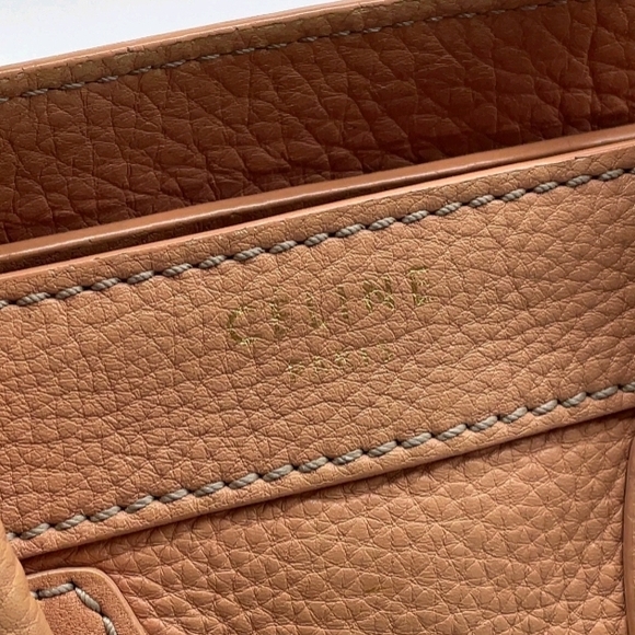 SALE! Celine Luggage Nano Shopper Calfskin Pink/Beige 2 Way Mini Bag W/DB/Strap - Picture 12 of 16